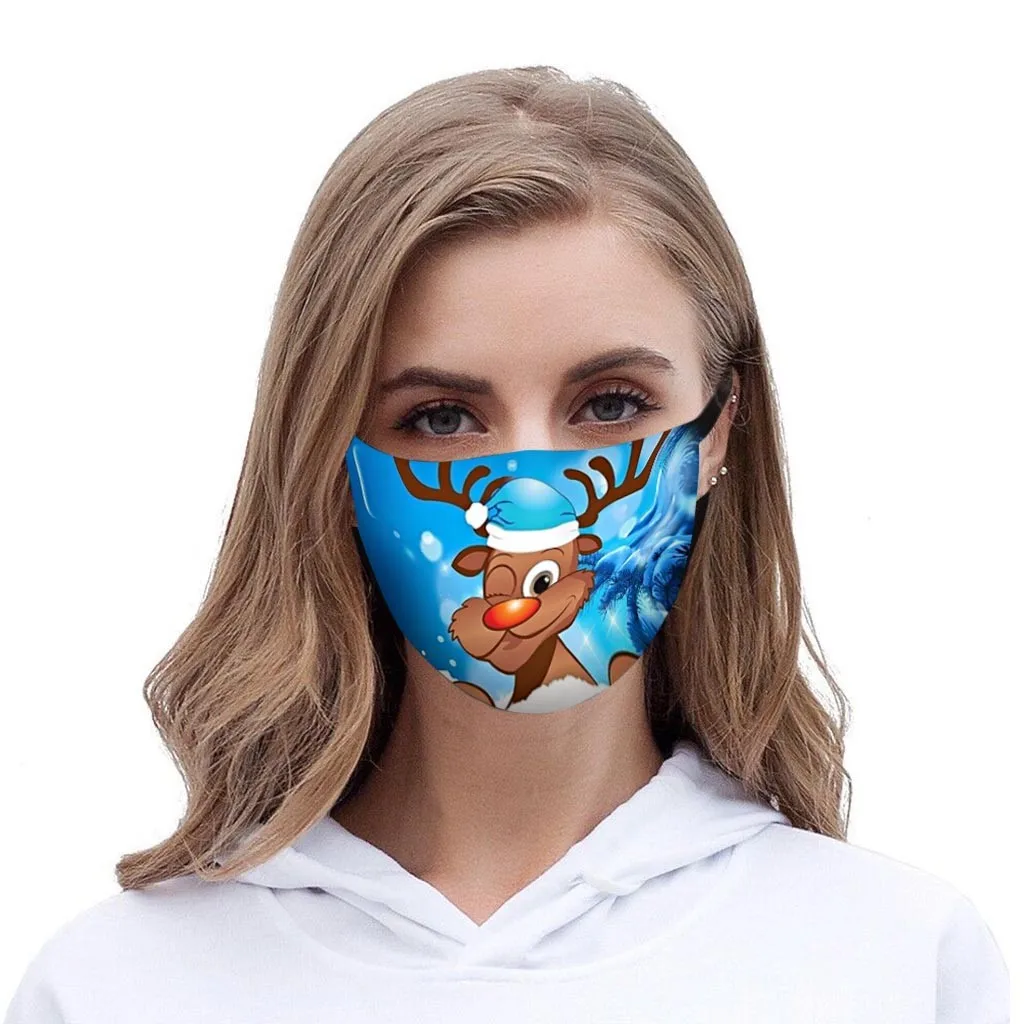 

Reusable Colorful Fabric Face Mask Christmas Print Dustproof Windproof Breathable Mask Reusable Washable Mouth Mascarilla#E1