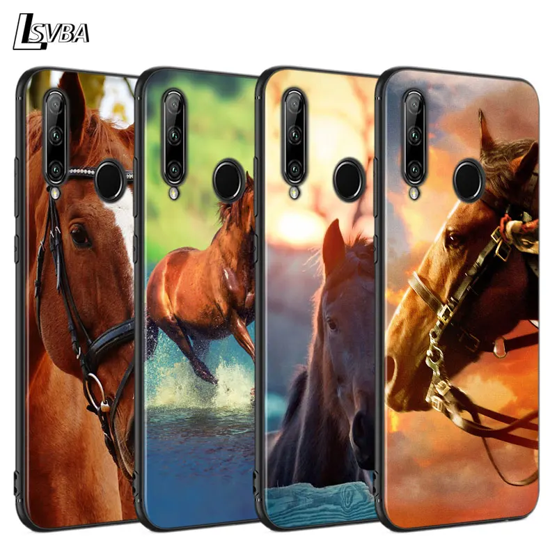 Черный чехол с рисунком бегущая Лошадь Животное задняя крышка для Huawei P Smart Z Plus 2019