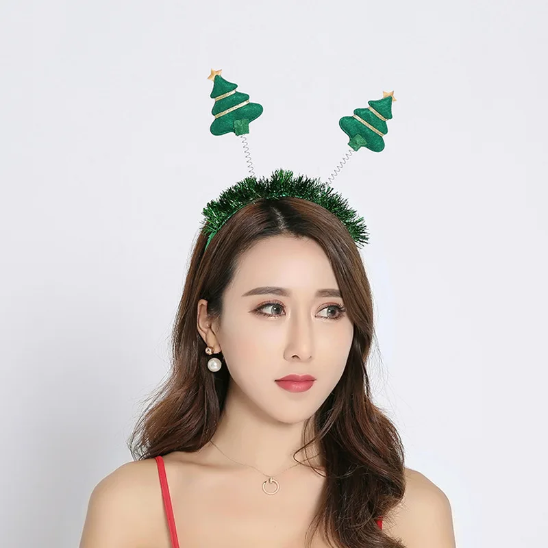 

20 шт. зеленая Весенняя повязка на голову с рождественской елкой, украшения для волос, обруч для волос, рождевечерние, праздничные товары, фот...