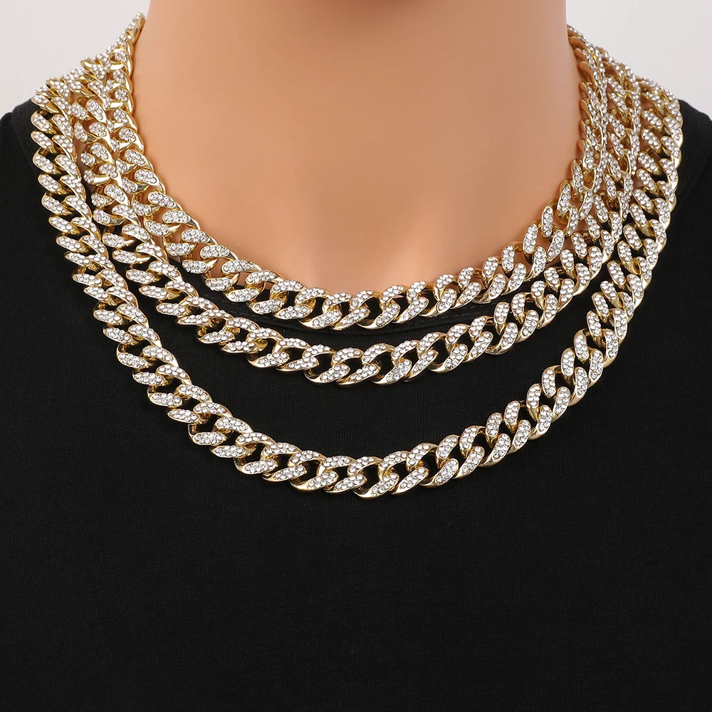 Браслет-чокер из кубинской панцирной цепи Майами 12 мм 2 ряда | Украшения и