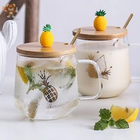 reusable glass cup with lid transparent fashion water glasses for drinking pattern copos personalizado creativity cup bd50gg