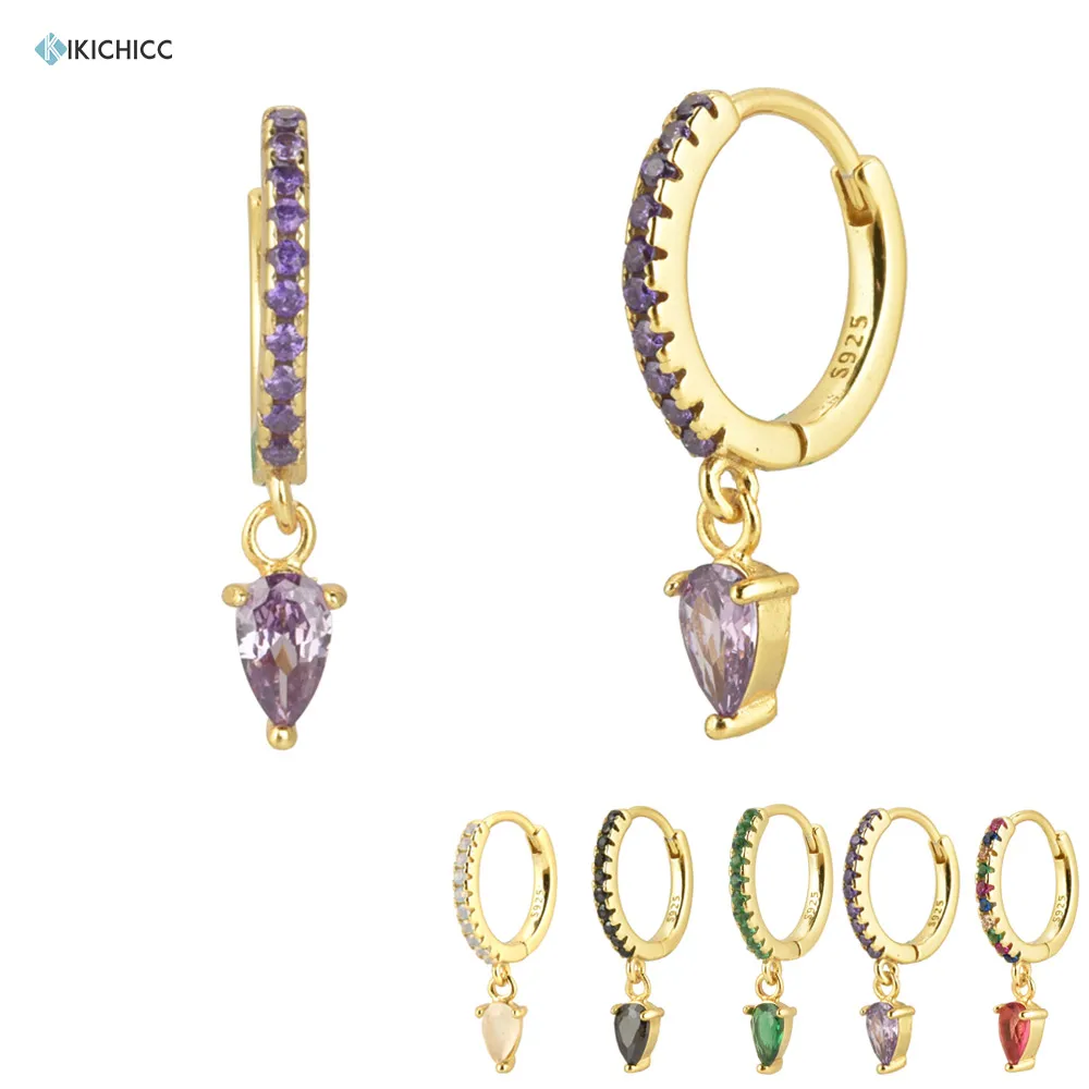 Kikichicc 925 пробы серебряные фиолетовые овальные серьги-капельки круглые Роскошные