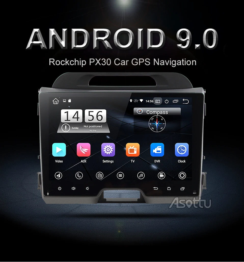 Автомобильный dvd Asottu KI302 android 9,0 px30 для KIA sportage 2011 2012 2013 головное устройство gps навигация автомобильный мультимедийный плеер