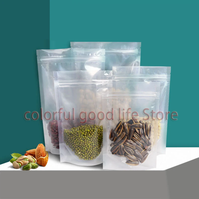 

50 PCS Frosted transparent food packaging ziplock bag tea dried fruit plastic ziplock bag colorful good life Store