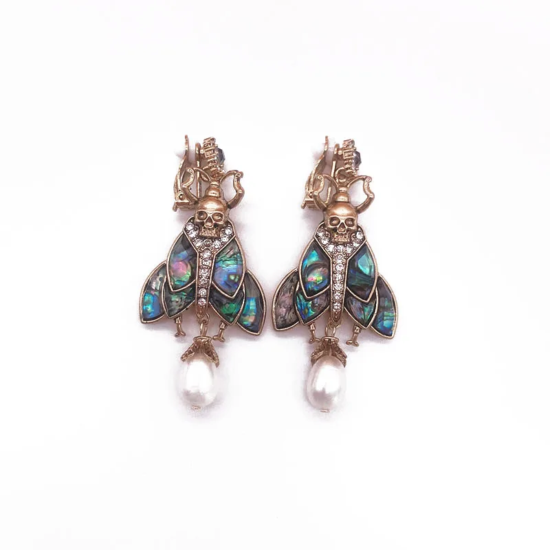 

Insect Earrings Abalone Shell Fresh Water Pearl Statement Earring Fashionable Retro Styles Jewelry