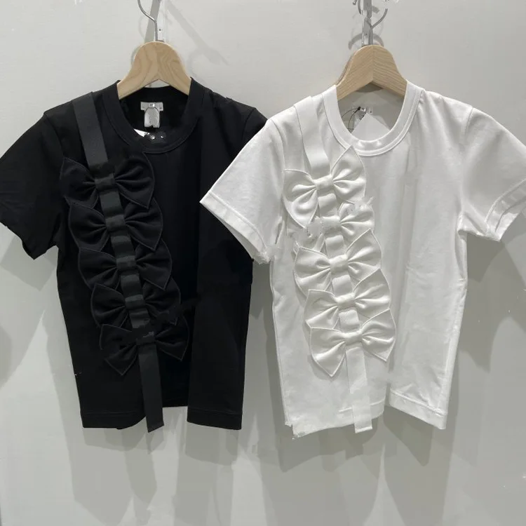 

Spring/summer 2021 new niche design big bow pure cotton loose versatile short-sleeved fashion girl trend T-shirt