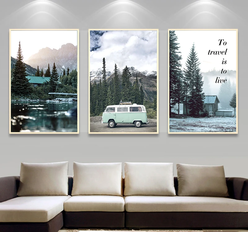 Скандинавский стиль путешествия лес пейзаж холст стены Искусство Плакат