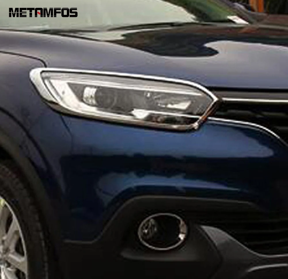 

Налобный фонарь для Renault Kadjar 2016-2019 2020 2021, хромированный налобный фонарь, отделка, фотоэлемент, наклейка, протектор, аксессуары, Стайлинг авто...