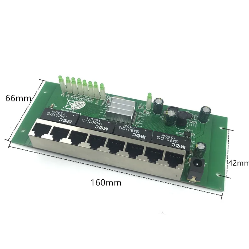 

OEM PBC 8 Port Gigabit Ethernet Switch 8 Port met 8 pin way header 10/100/1000 m hub 8way power pin Pcb board OEM schroef gat