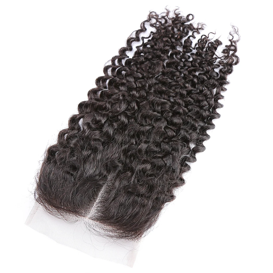 Links бразильские кудрявые вьющиеся волосы remy натуральный цвет 4 х4 средняя