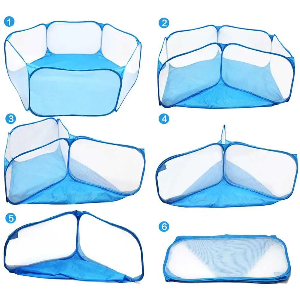 

Small Animals Cage Tent Breathable Transparent Playpen Pop Open Portable Folding Yard Fence for Hedgehog Guinea Pig Rabbit 20E