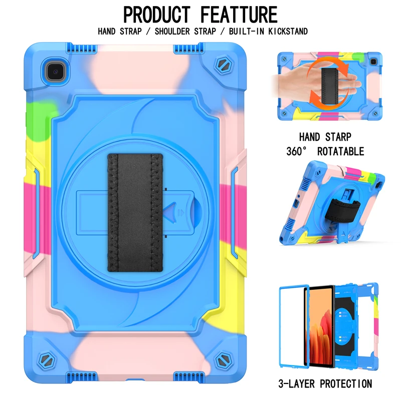 

Cover For Samsung Galaxy Tab A7 2020 10.4 inch T500 T505 SM-T500 3 in 1 Heavy Duty Handle Stand Strap Kids Shockproof Case Coque