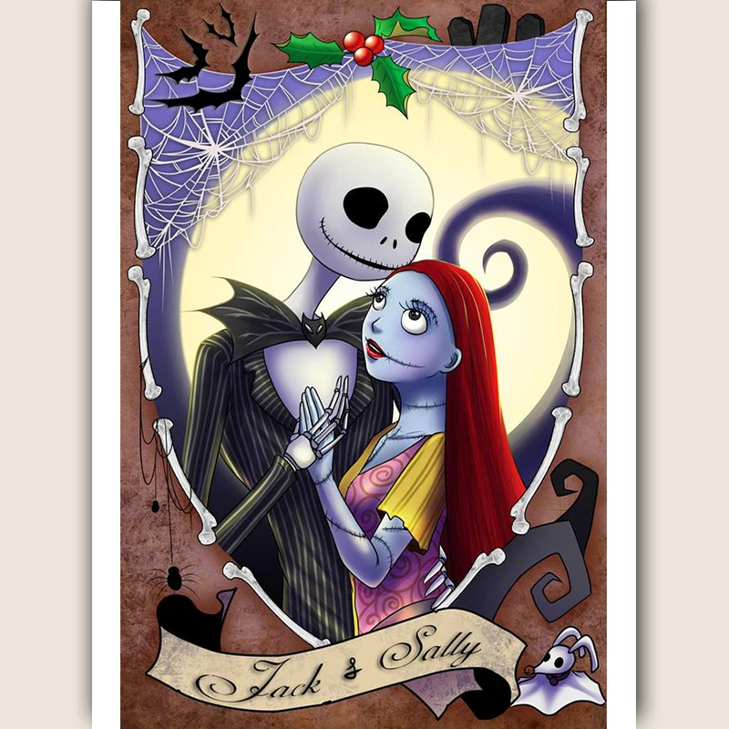 Новый полный квадрат 5D DIY Алмазная картина мультфильм фильм пара Джек & Салли