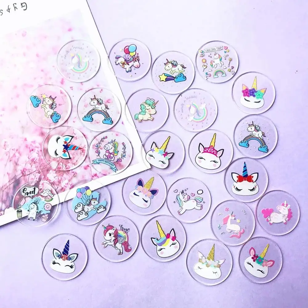 Смешанный акриловый плоский Единорог дизайн вафли Смола сделай сам украшение