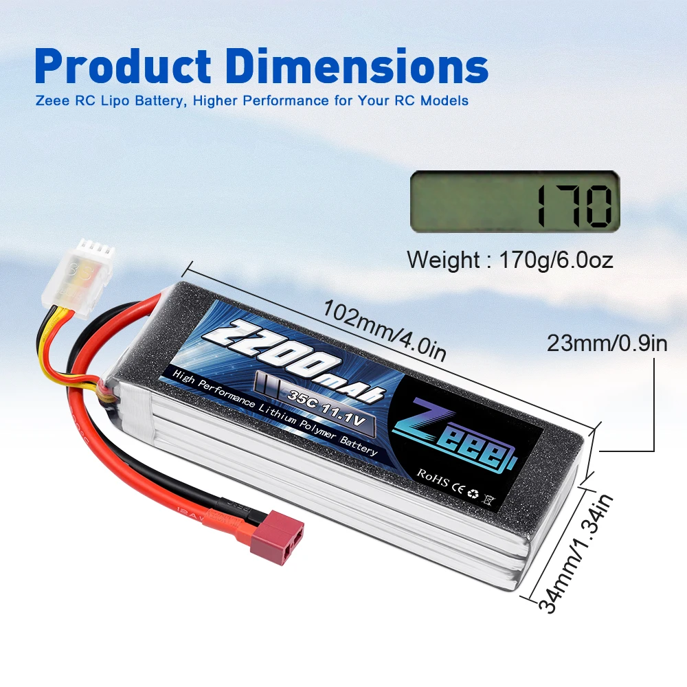 2 шт. Zeee 2200mAh 3S 11,1 V 35C LiPo батарея с Deans Разъем XT60 для радиоуправляемого квадрокоптера Дрон лодка самолет