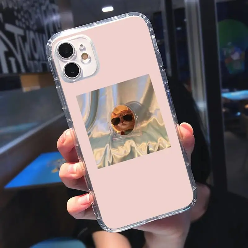 

Pink Aesthetic cute cat animal Phone Case Transparent soft For iphone 5 5s 5c se 6 6s 7 8 11 12 plus mini x xs xr pro max