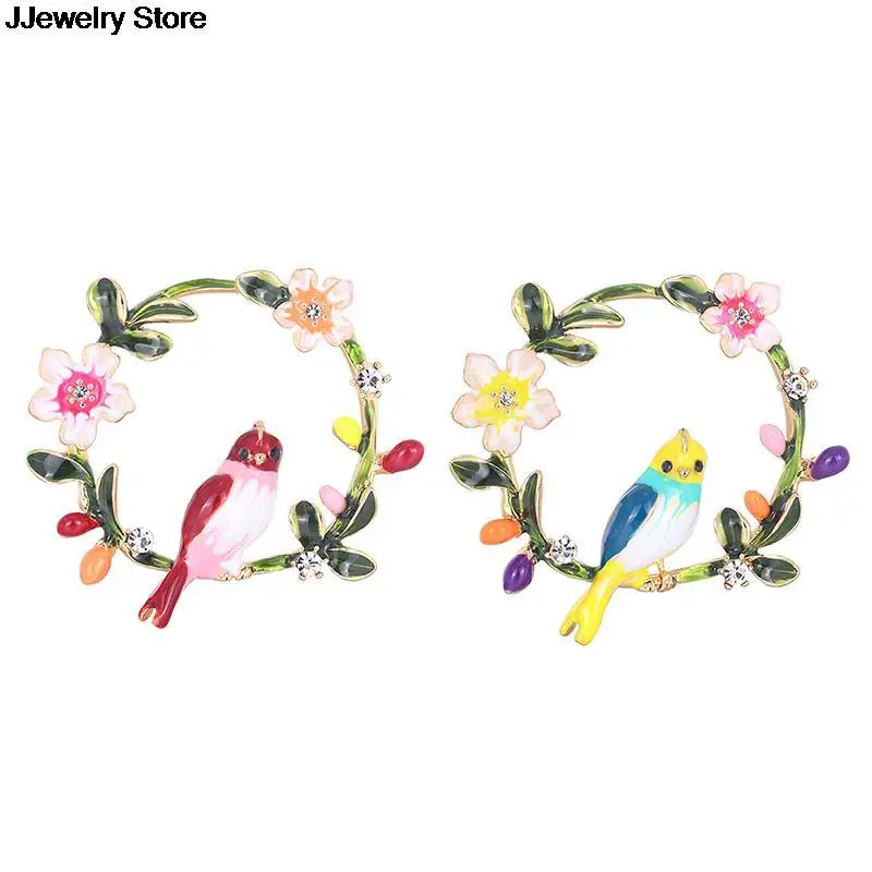 1pc Fashion Animal Bird Wreath Brooch Enamel Flower Lapel Pin And Brooches Buckle 4.6*4.1 Cm | Украшения и аксессуары