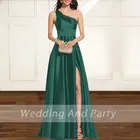 Сексуальное вечернее платье на одно плечо с низким вырезом на спине атласная длинное торжественное вечернее платье размера плюс элегантные наряды на свадебную вечеринку