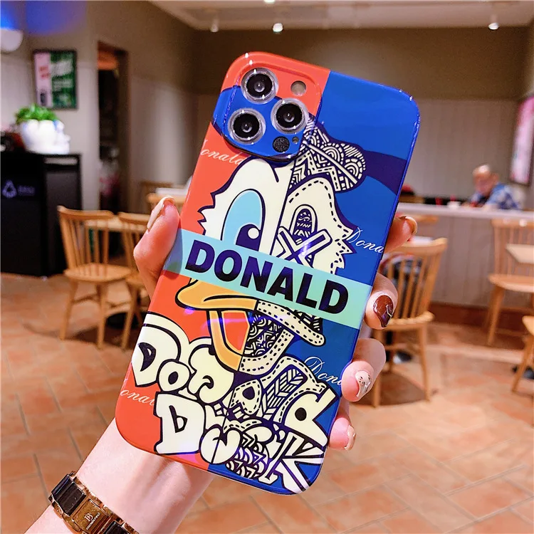disney donald duck mickey minnie blu ray cartoon mobile phone case for iphone 12 11 pro max xr xxs 7 8 plus cover free global shipping