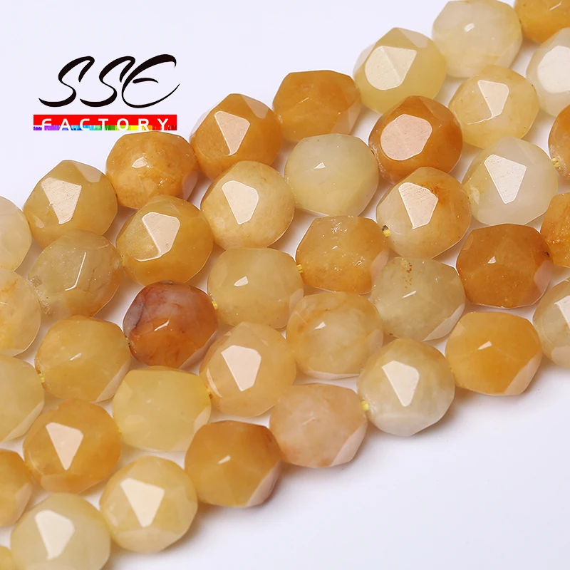 

Natural Faceted Yellow Aventurine Beads Jades Stone Round Loose Beads For Jewelry Making DIY Bracelets Accessories 6/8/10mm 15"