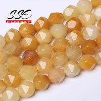 natural faceted yellow aventurine beads jades stone round loose beads for jewelry making diy bracelets accessories 6810mm 15