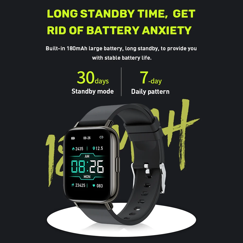 

2021 Rogbid 2S Smart Watch 1.65'' Touch Screen Fitness Tracker IP68 Waterproof Heart Rate Blood Pressure Monitor For iOS Android