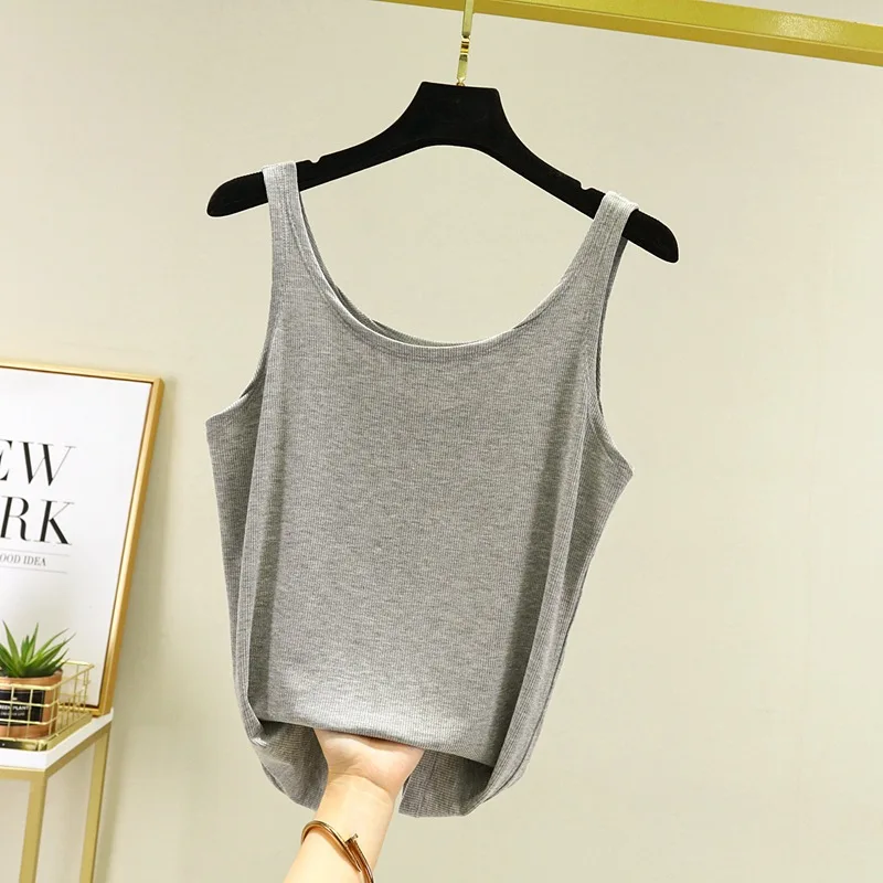 

Sleeveless vest women's U-neck thread summer self-cultivation loose and thin section elastic temperament all-match suspender bot
