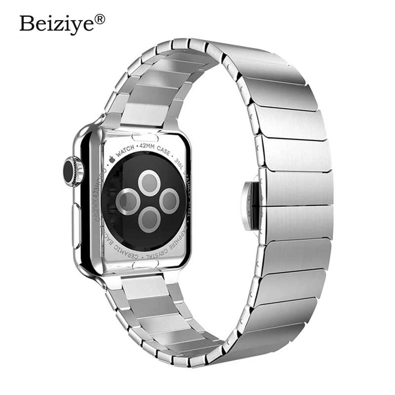 Ремешок-браслет для Apple Watch, Классическая пряжка-бабочка, ремешок из нержавеющей стали, аксессуары для часов 42, 38, 44, 40 мм, серия 5, 4, 3, 2