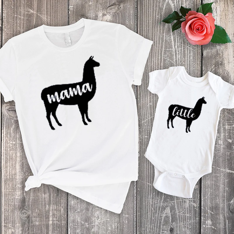 2020 рубашки Мама и я для мамы дочки llama футболка I Love mama ламы Одинаковая одежда