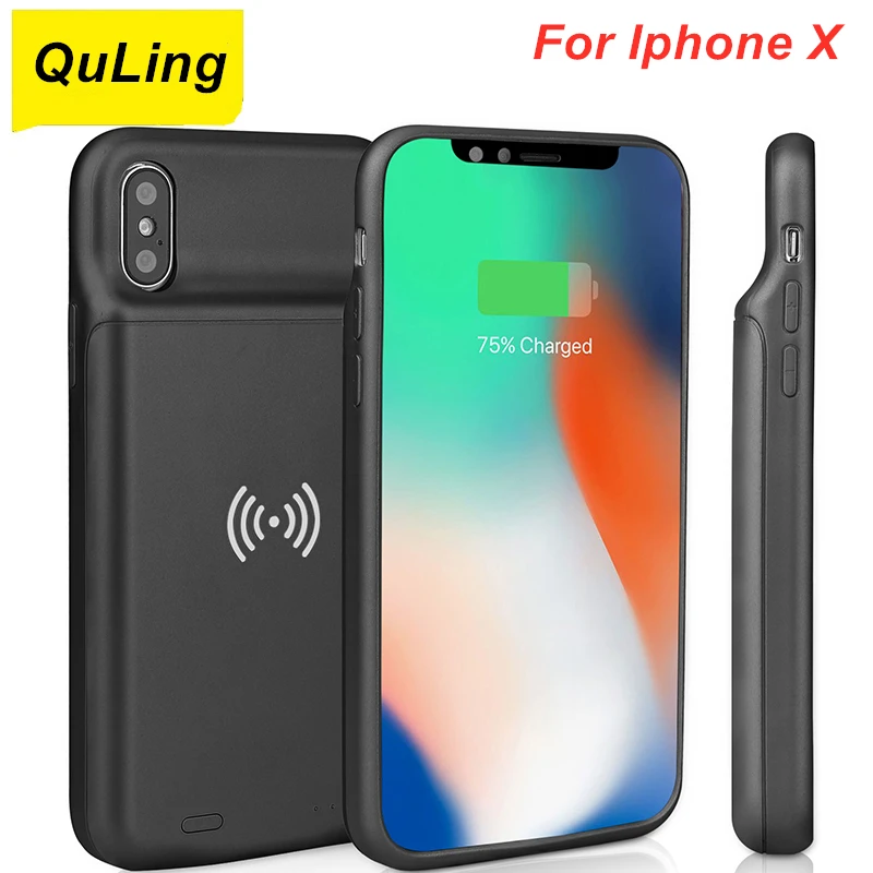 

QuLing 3600 мАч для IPhone X, чехол для аккумулятора, Беспроводная зарядка, аудиовыход, зарядное устройство, чехол для IPhone X, чехол для аккумулятора