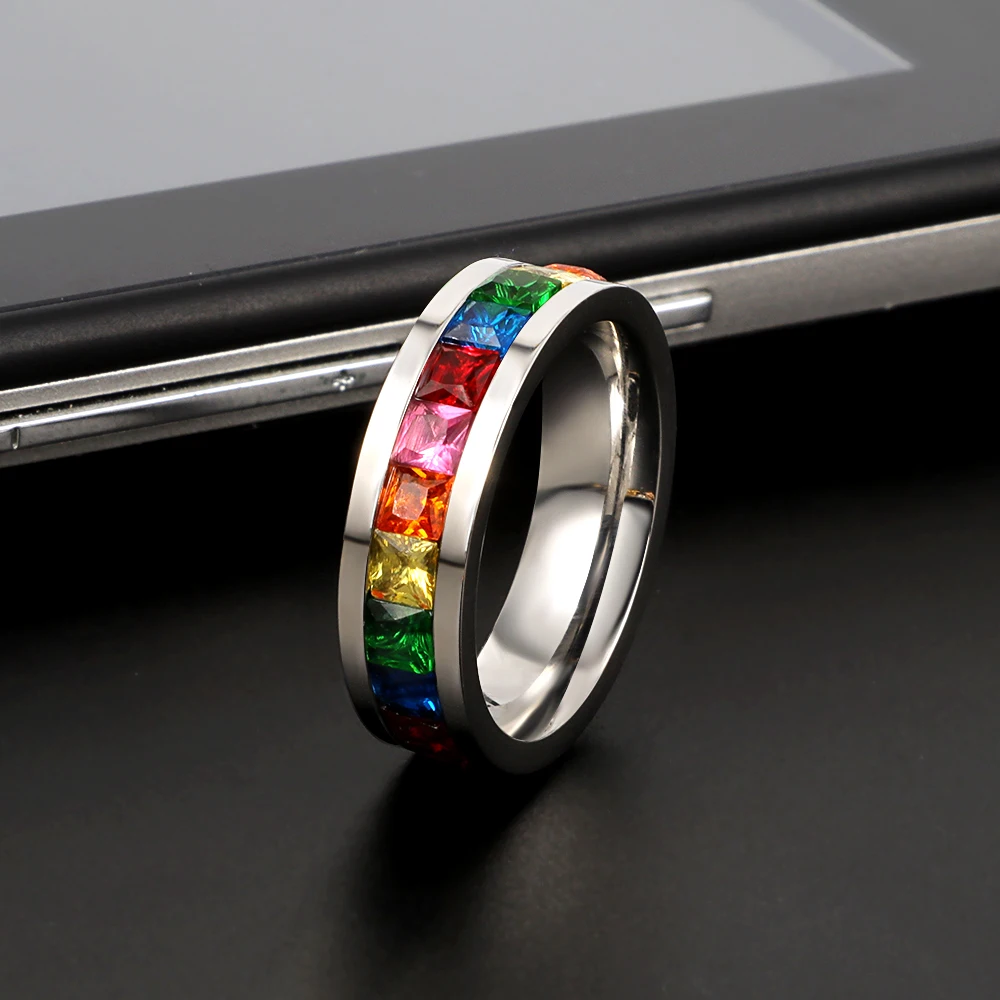 Новое поступление кольцо из нержавеющей стали с цирконом для мужчин и женщин