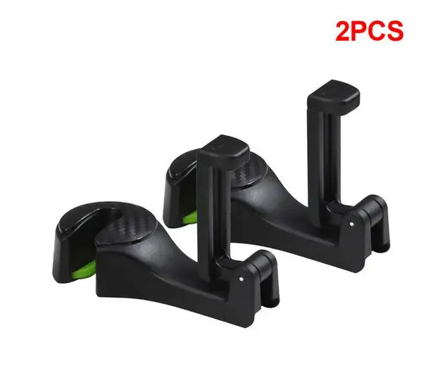 2pcs black 1 шт. 2 шт. автомобильный крючок на подголовник с держателем для телефона, вешалка на спинку сиденья для сумки, кошелька, ткань для продуктов, портативный 2в1, многофункциональные зажимы, крючки - Название цвета: 2pcs black