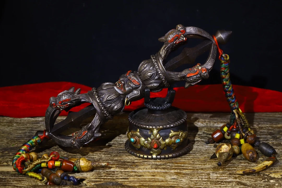 14-дюймовая коллекция тибетских храмов старые трусики окрашенные голова Махакалы