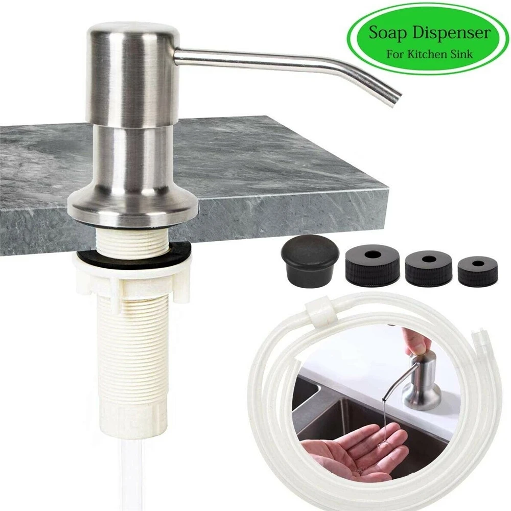 

Soap Dispenser for Kitchen Sink and Tube Kit(Brushed Nickel),47 inch Tube Connects Directly to Soap Bottle, No More Refills