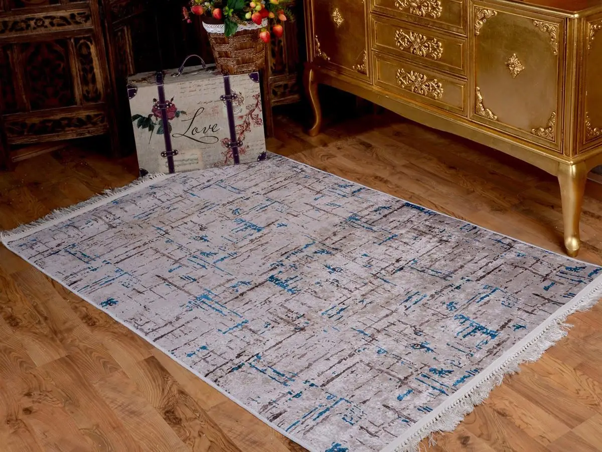 

Latex Anti-Slip Soles Digital Print Velvet Carpet Desire Blue 150x220 Cm