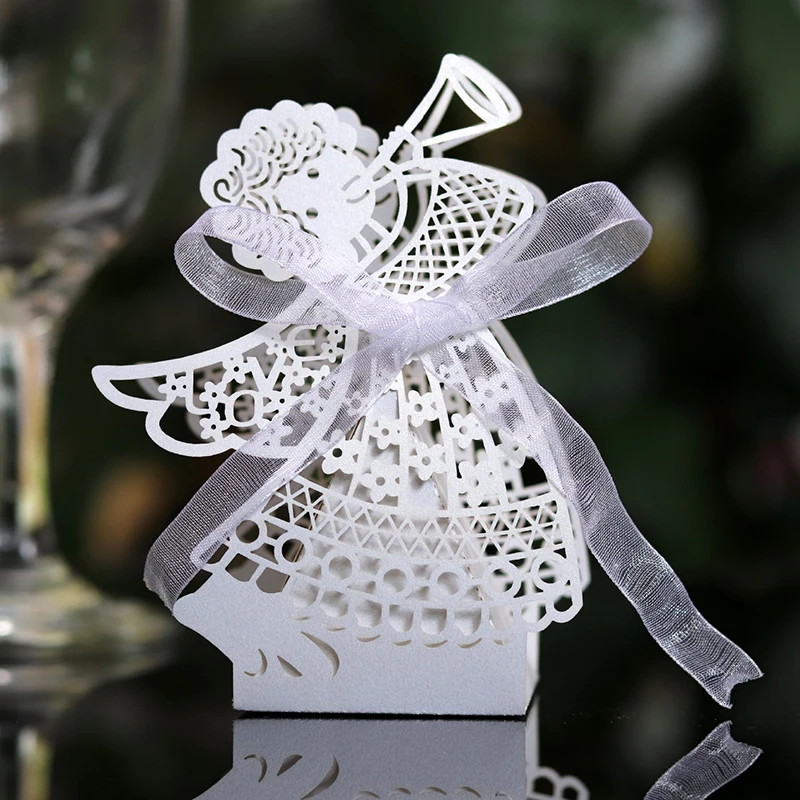 50/100 шт Ангел лазерная резка полые перевозки пользу подарки коробка для конфет с