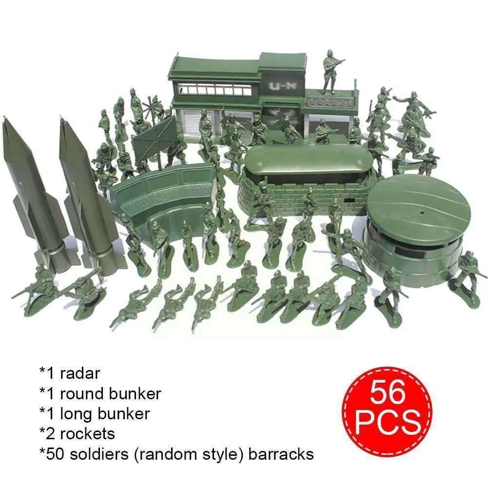 

World War II 56pcs/set Soldier Boy Military Model Sand Toys Soldier Toy Nostalgic Full Set Model Bases Table Military Q1R5