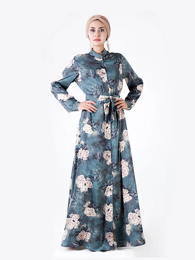 

Summer Dubai Robe Three-dimensional Digital Printing Long-sleeved Dress Ethnic Women's Clothing Middle Eastern Women's Clothing