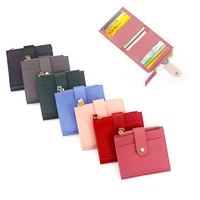 clutch card coin ladies purse case style holder women mini wallet pu wallet card holder with solid color buckle