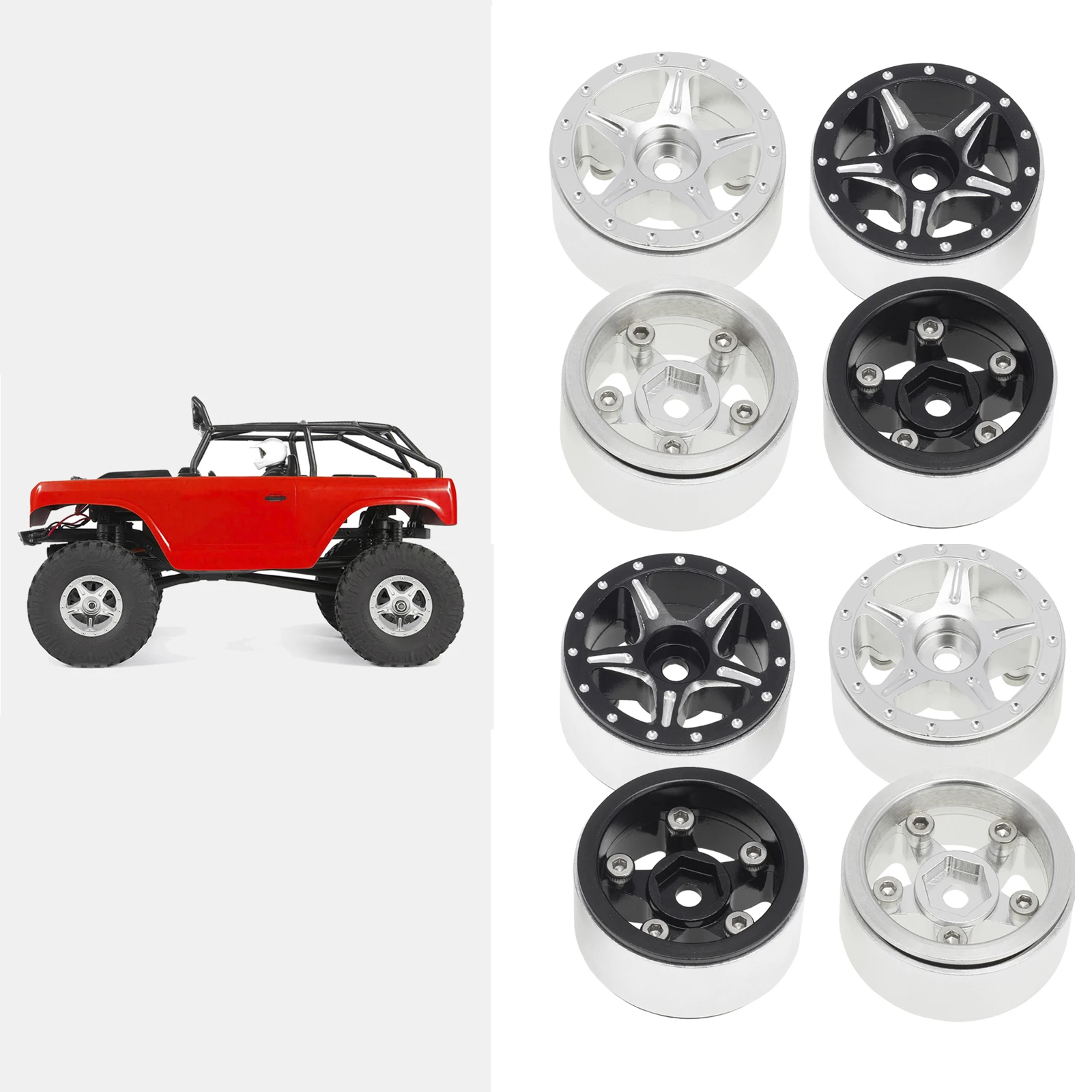 

4x Metal Wheel Hub Rim for Axial SCX24 90081 1/24 RC Crawler DIY Parts
