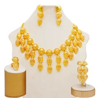 new 2021 dubai jewelry set for women arabic ethiopian african earrings bracelet ring gold color necklace bridal gift party