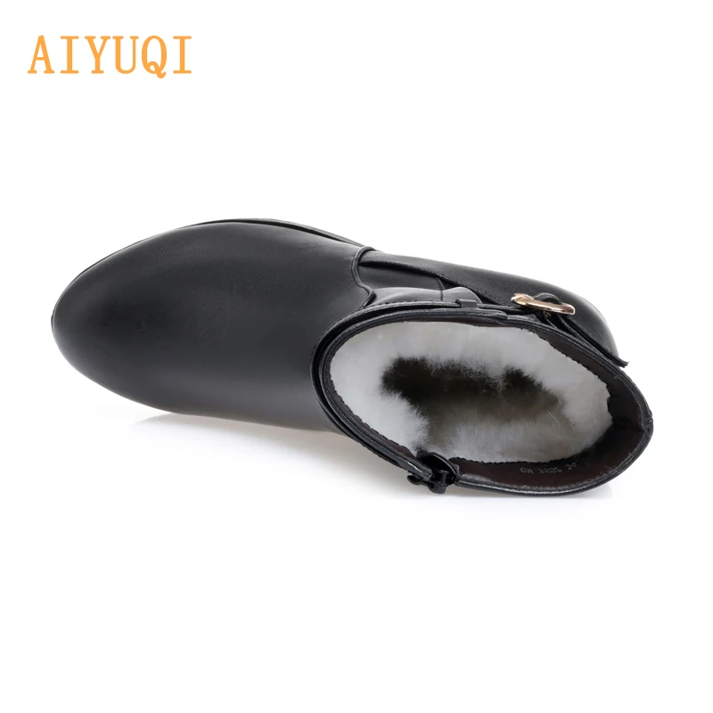 Зимние Повседневные женские сапоги из натуральной кожи на молнии сбоку