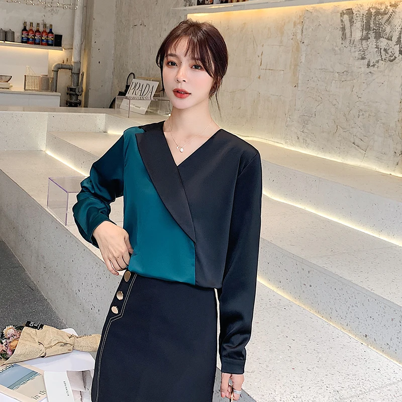 COIGARSAM корейский стиль блузка для женщин новинка весны Офисная Леди длинный рукав