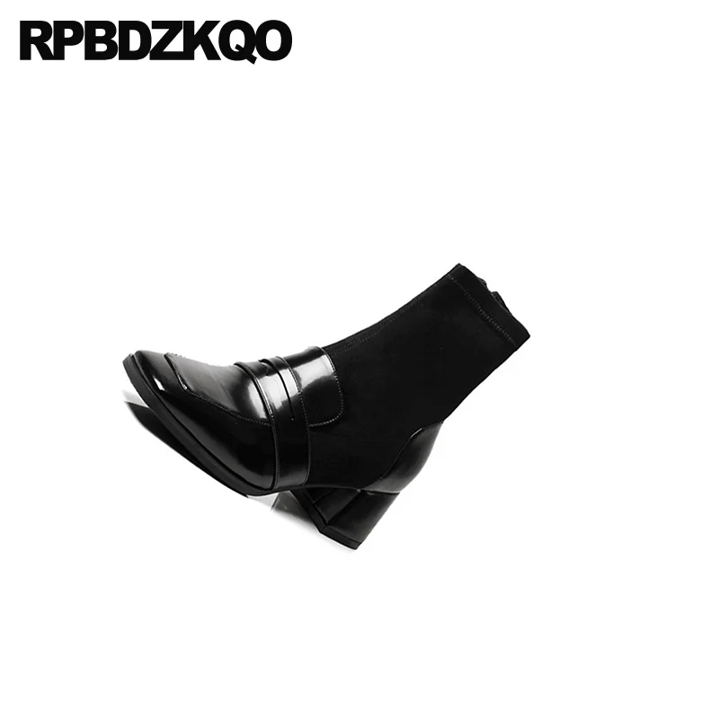 Замшевые женские короткие осенние ботинки блестящие Роскошные брендовые туфли