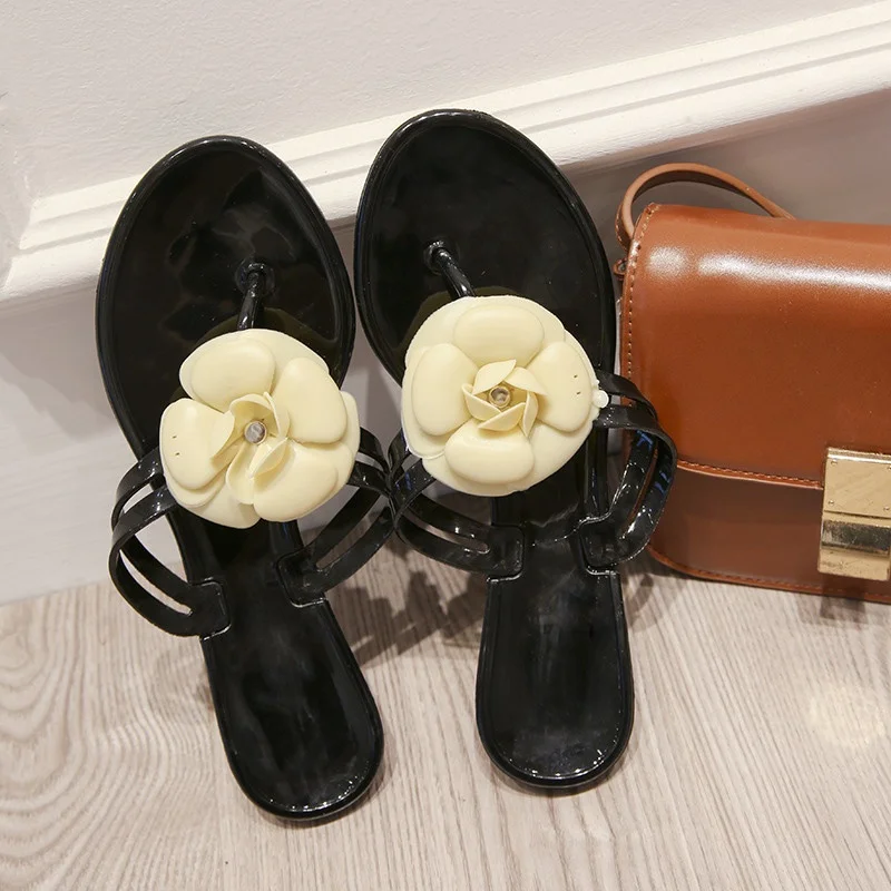 Женские сандалии-желе на плоской подошве брендовые дизайнерские шлепанцы