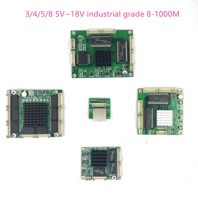 Industrial Ethernet Switch Module 3/4/5/8 Ports Unmanaged10/100/1000mbps board OEM Auto-sensing Ports board 5V12V18V Motherboard