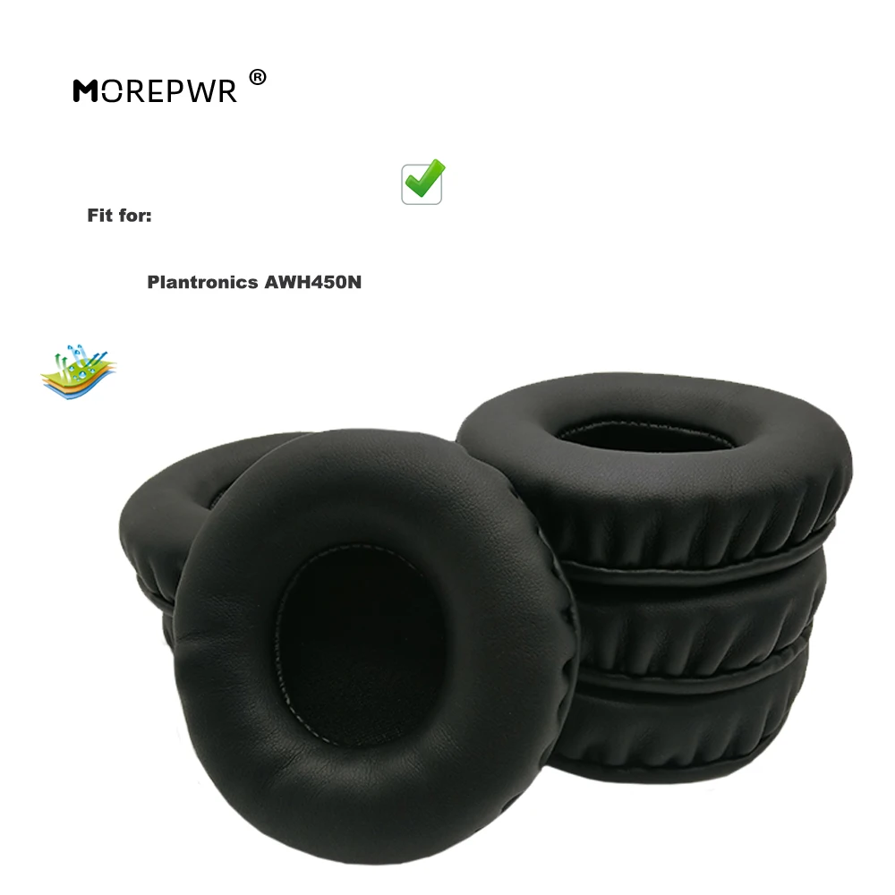 

Morepwr New Upgrade Replacement Ear Pads for Plantronics AWH450N Headset Parts Leather Cushion Earmuff Sleeve