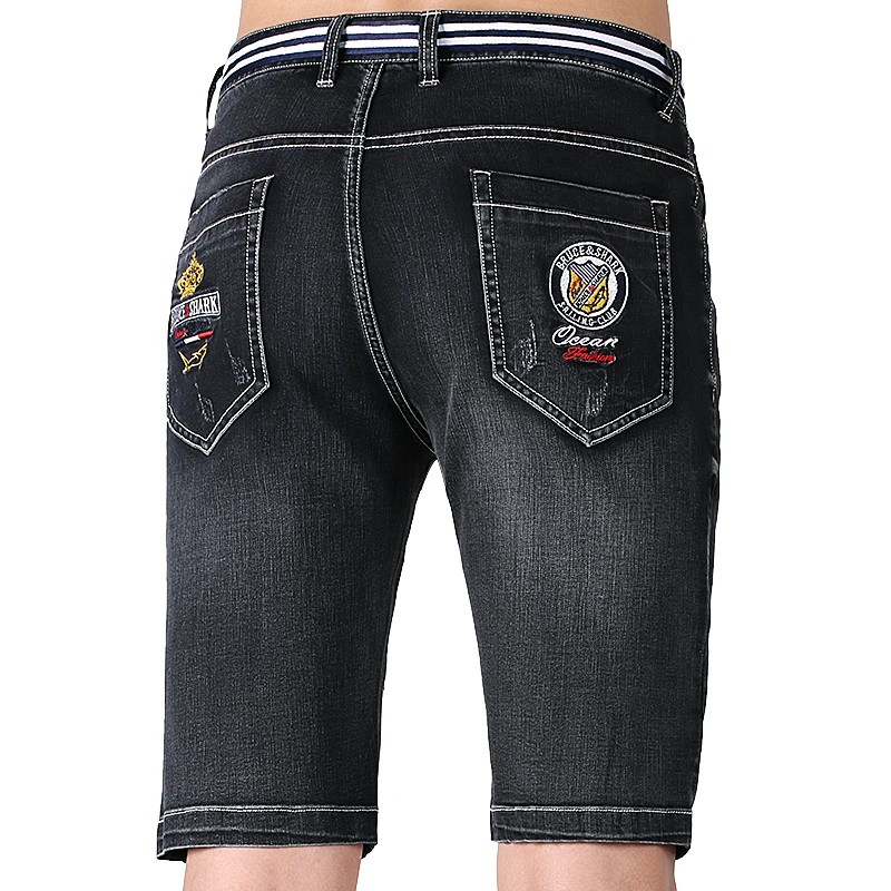 Джинсовые шорты мужские стрейчевые модные тонкие мягкие хлопковые короткие