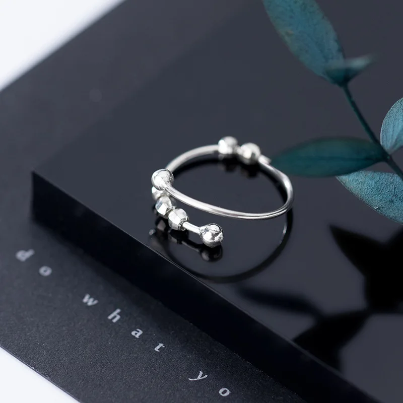 

La Monada 50-57mm 925 Silver Ring Women Bead Minimalist Adjustable Silver Two Layer Rings For Women 925 Silver Fine Jewerly