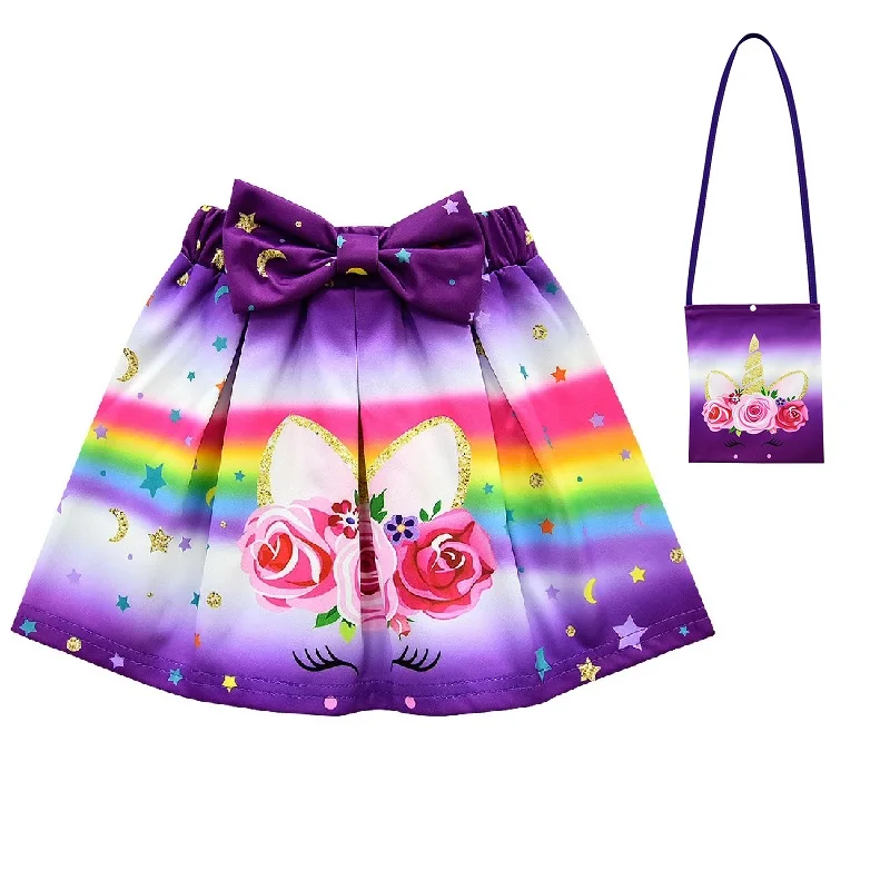 3525 Skirt 2Pcs B Платья для маленьких девочек с единорогом; модные детские летние вечерние комплекты с шортами; одежда для свадьбы; одежда для подростков; одежда для малышей - Цвет: 3525 Skirt 2Pcs B